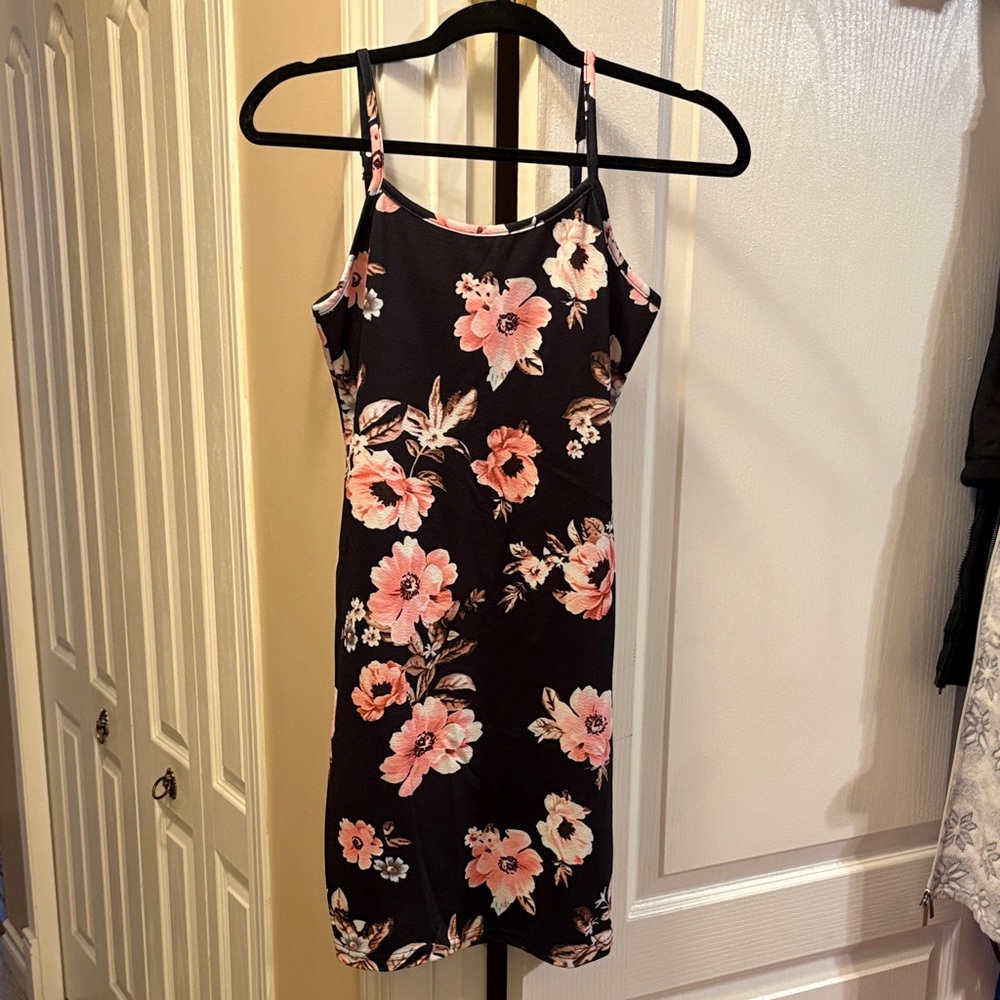 Floral Black and Pink Women's Dress